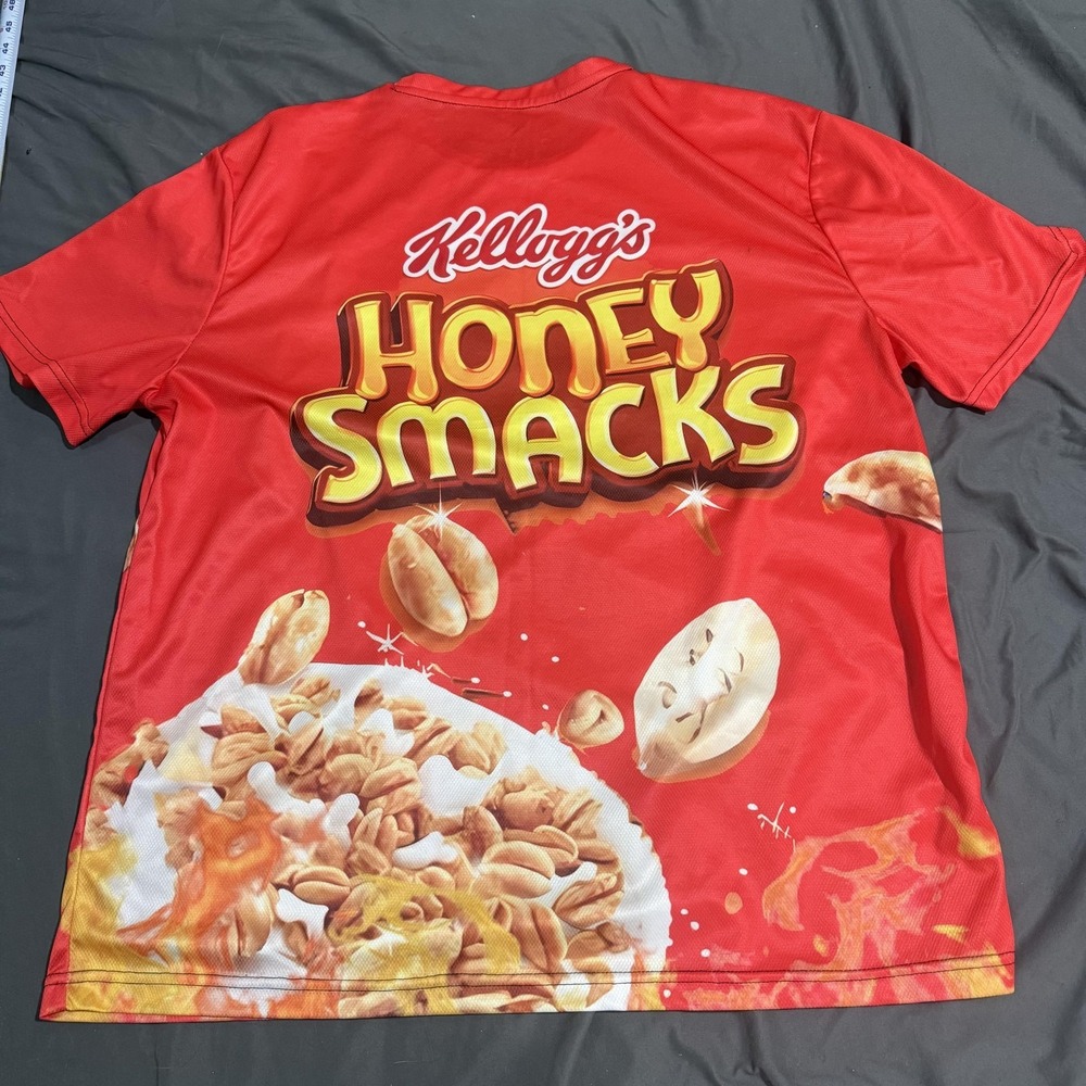 Kellogg's Shirt Mens 2XL Red Honey Smacks All Over Graphic Tee Cereal Novelty - Picture 5 of 5